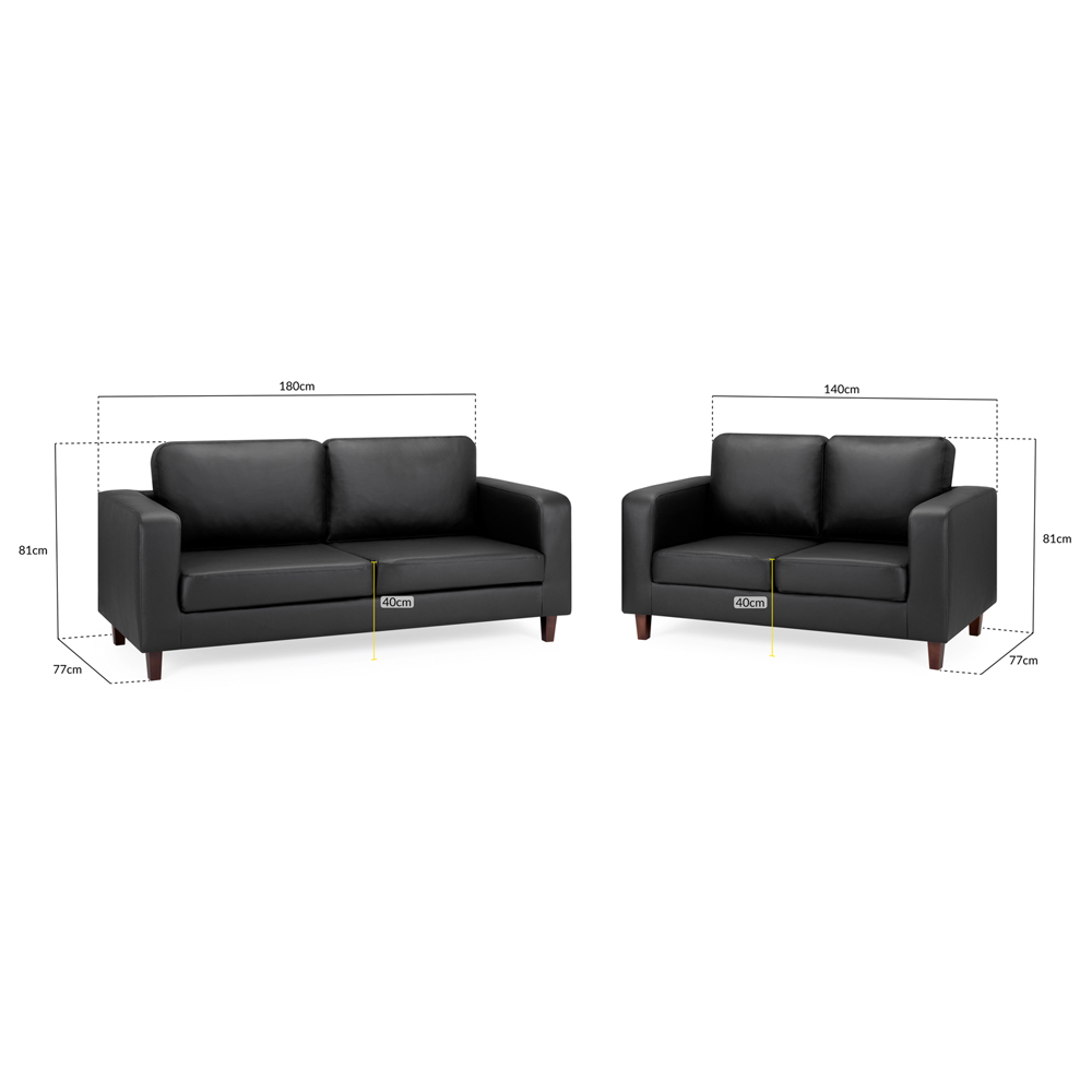 Boston Faux Leather 3+2 Seater Sofa Set In Black