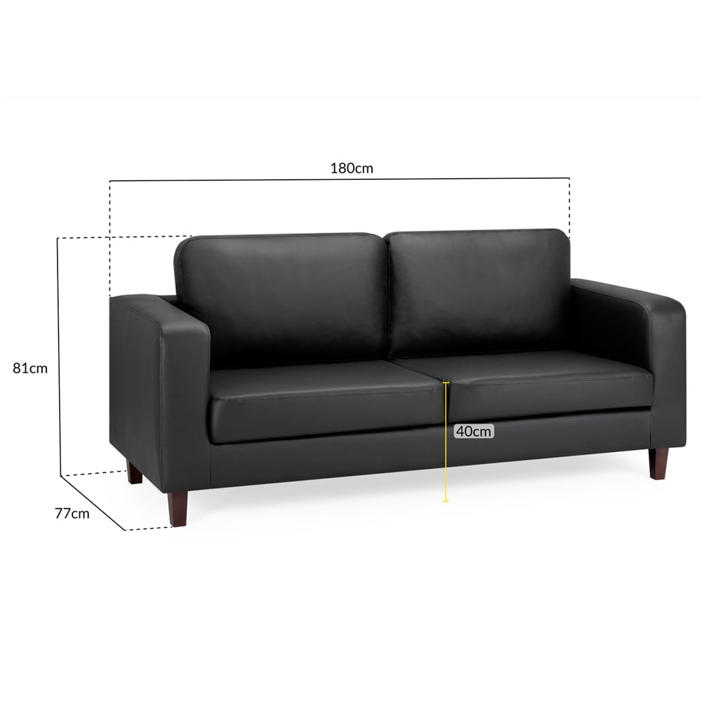 Boston Faux Leather 3 Seater Sofa In Black