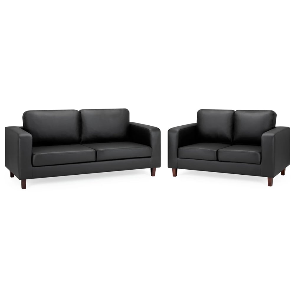 Read more about Boston leather 3+2 seater sofa set in black