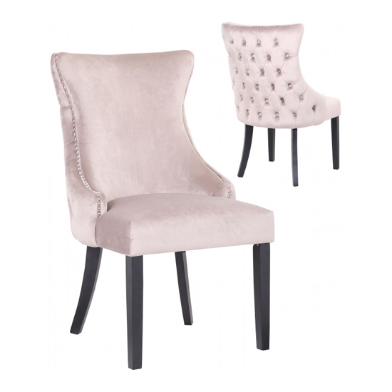 Boston Taupe Velvet Dining Chairs In Pair FiF