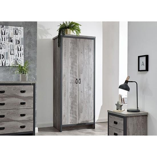 Balcombe Wooden 3Pc Bedroom Furniture Set In Grey