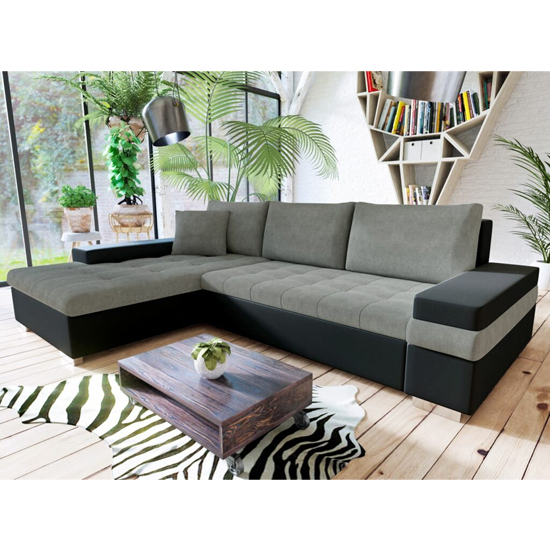 Bostrom Fabric Left Hand Corner Sofa Bed In Black And Grey
