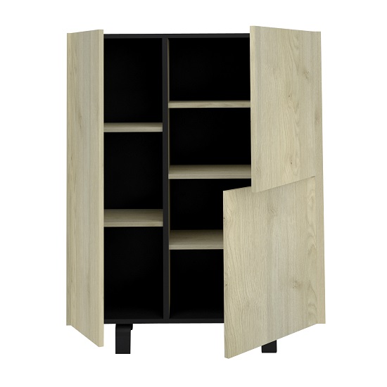 Boswell Storage In Oak With Black Metal Base Furniture in Fashion