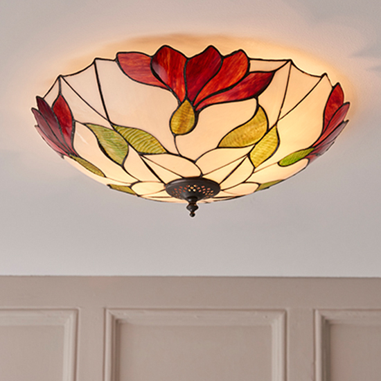 Photo of Botanica 2 lights large flush ceiling light in dark bronze