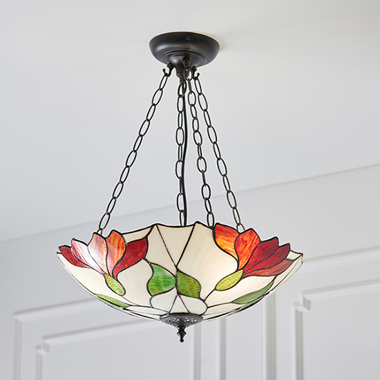 Botanica 3 Lights Glass Inverted Pendant Light In Dark Bronze
