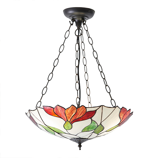 Botanica 3 Lights Glass Inverted Pendant Light In Dark Bronze