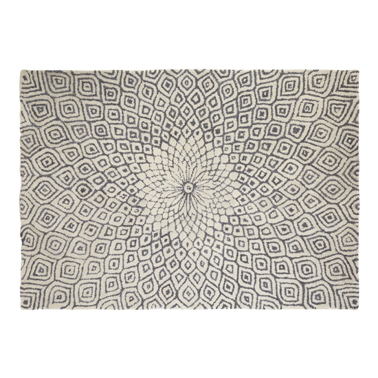 Botin Fabric Upholstred Kaleido Print Rug In Grey