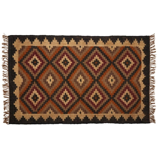 Product photograph of Botin Large Fabric Upholstred Aztec Rug In Multi-colour from Furniture in Fashion
