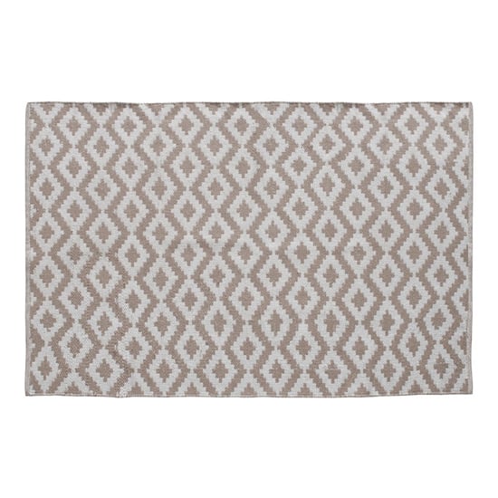 Botin Small Fabric Upholstred Aztec Rug In Beige And White