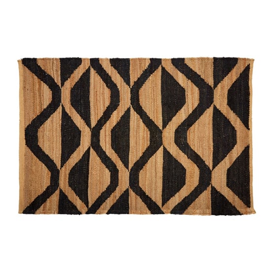 Photo of Botin small fabric upholstred hemp rug in multi-colour