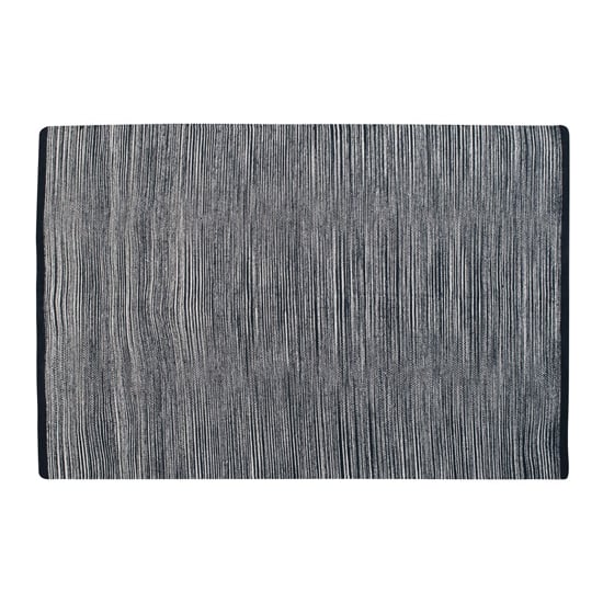 Botin Small Fabric Upholstred Stripe Rug In Black And White