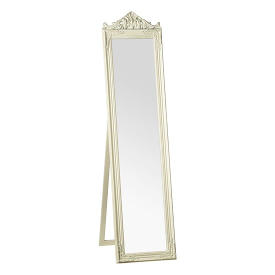 Product photograph of Boufoya Rectangular Floor Standing Cheval Mirror In Cream from Furniture in Fashion