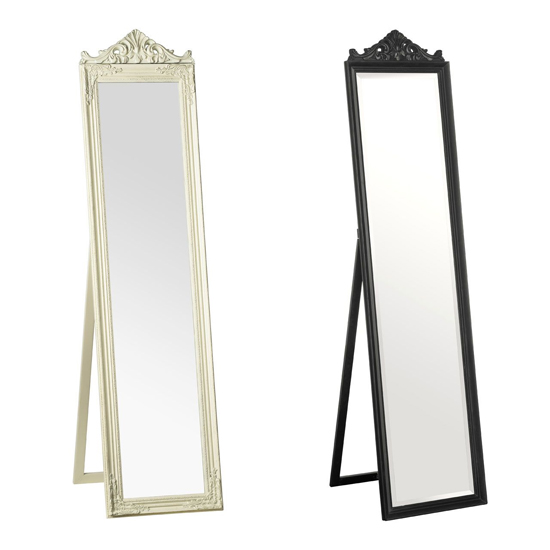 Boufoya Rectangular Floor Standing Cheval Mirror In Matt Black