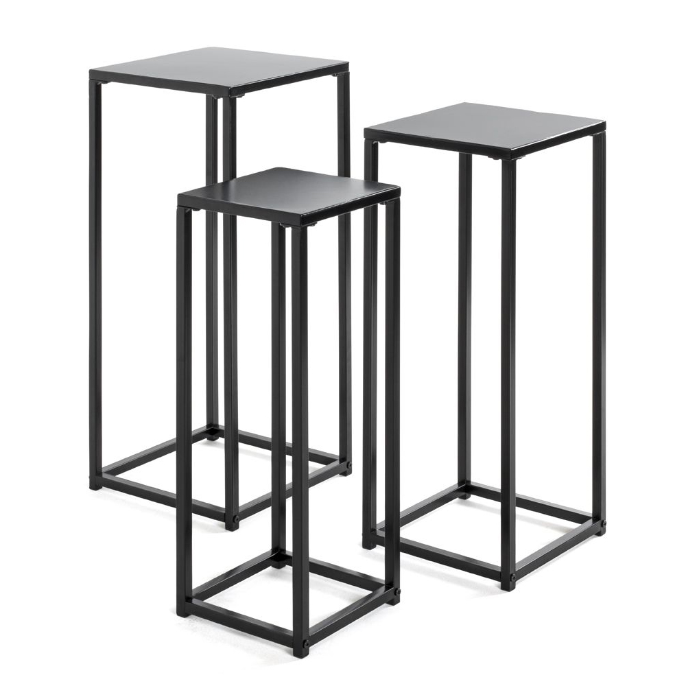 Boulder Metal Set Of 3 Planter In Black