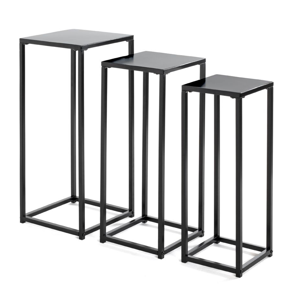 Boulder Metal Set Of 3 Planter In Black
