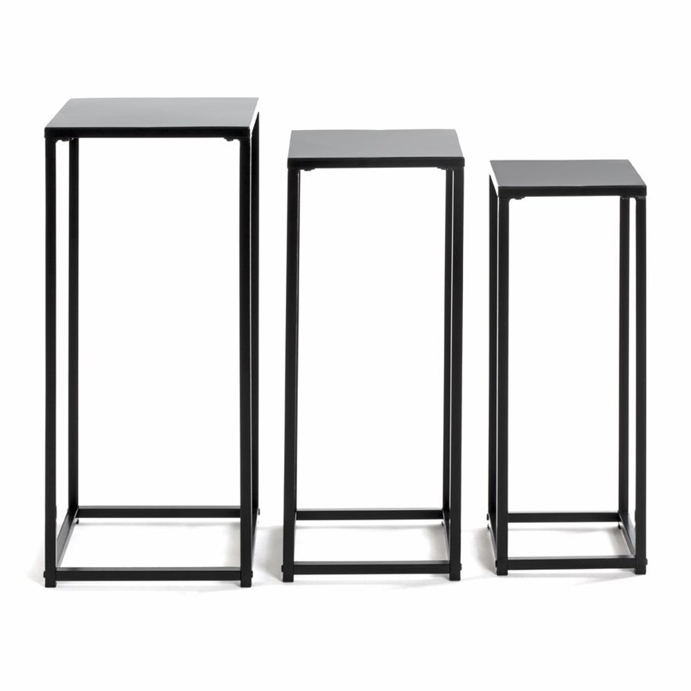 Boulder Metal Set Of 3 Planter In Black
