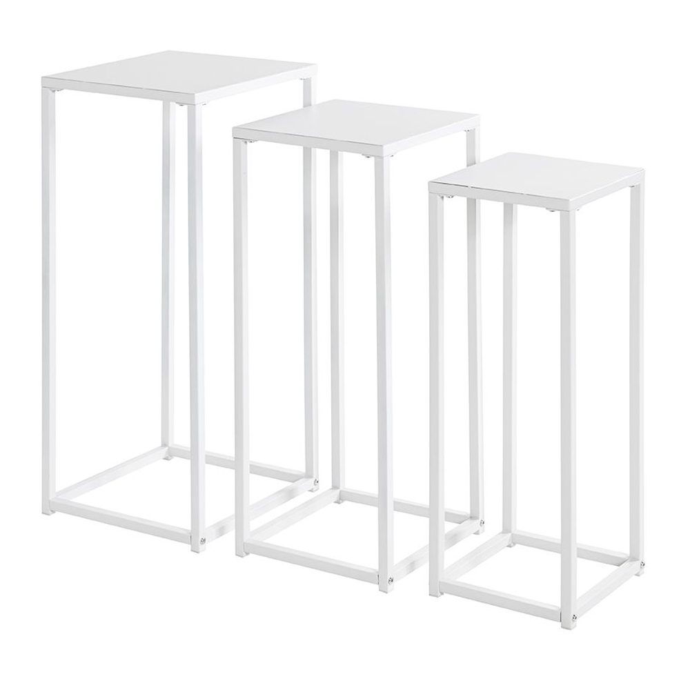 Boulder Metal Set Of 3 Planter In White