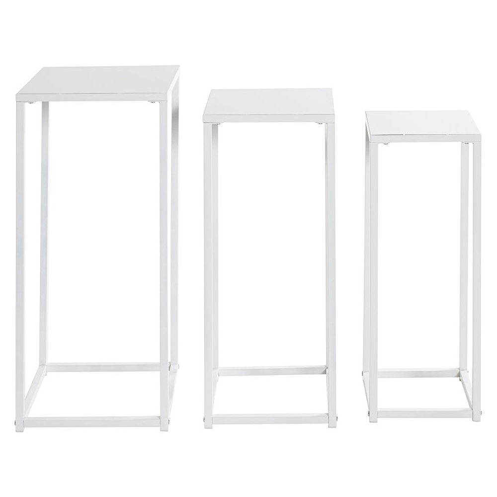 Boulder Metal Set Of 3 Planter In White