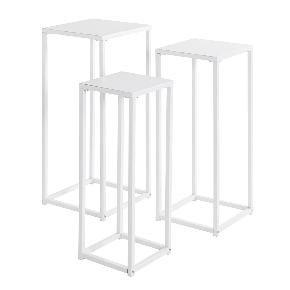 Boulder Metal Set Of 3 Planter In White