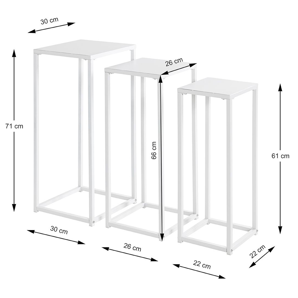 Boulder Metal Set Of 3 Planter In White