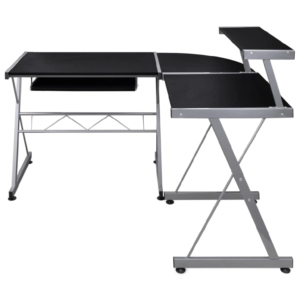 Boulder Wooden Corner Computer Desk In Black