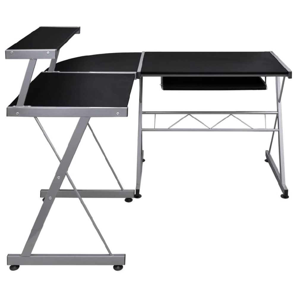 Boulder Wooden Corner Computer Desk In Black