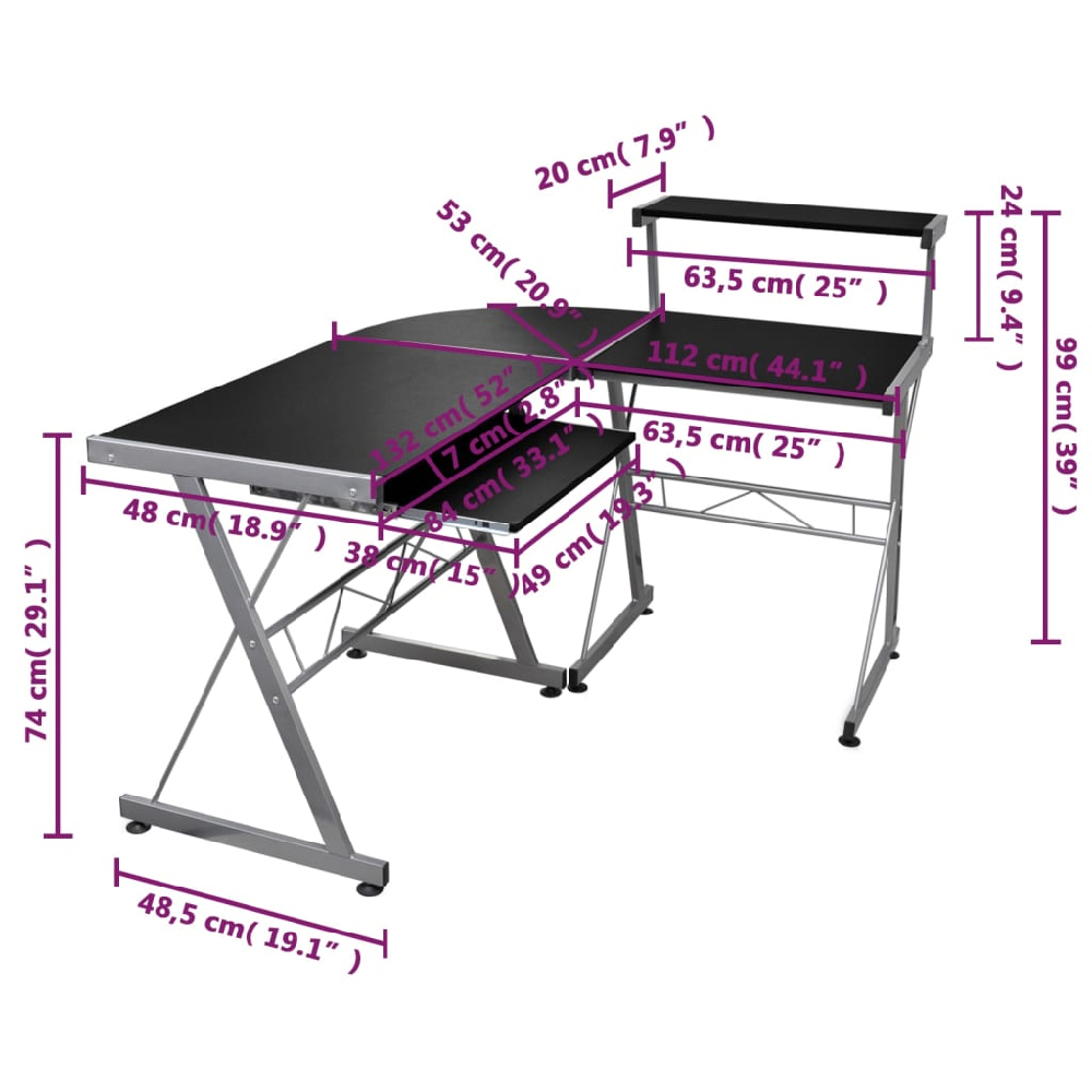 Boulder Wooden Corner Computer Desk In Black
