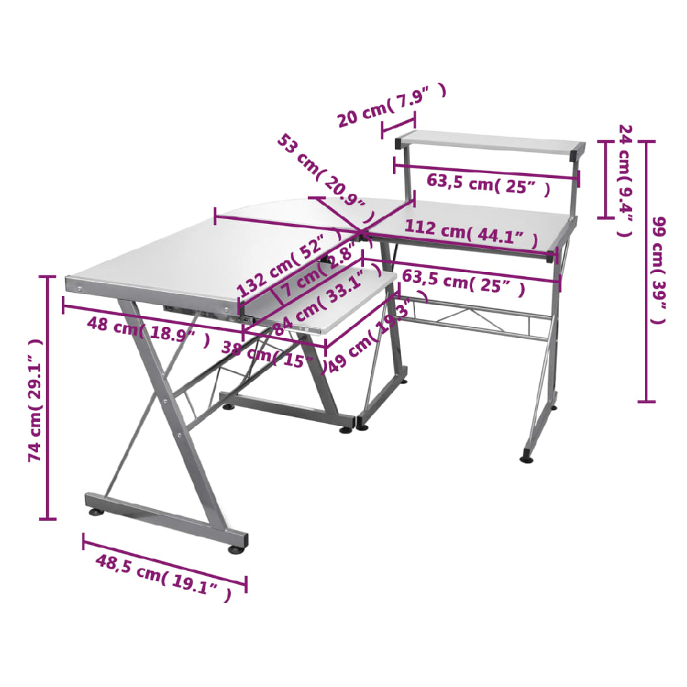 Boulder Wooden Corner Computer Desk In White