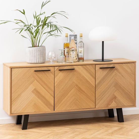 Photo of Boulder wooden sideboard with 3 doors in oak and black
