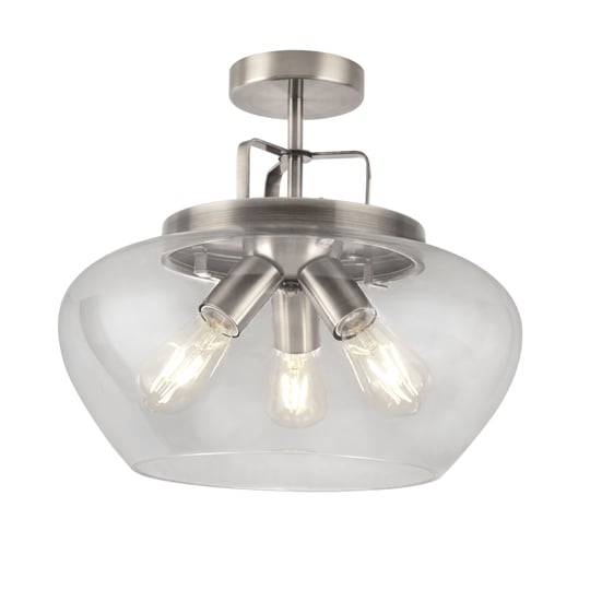 Photo of Boule 3 lights semi flush ceiling light in satin silver