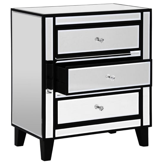 Boulejo Mirrored Chest Of 3 Drawers In Silver And Black_2