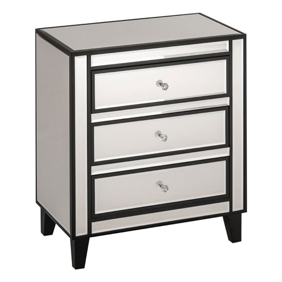 Boulejo Mirrored Chest Of 3 Drawers In Silver And Black_3