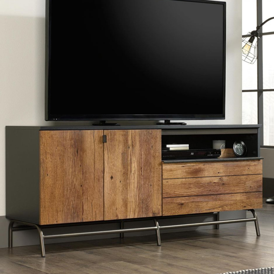 Beckley Wooden TV Sideboard With 2 Doors In Vintage Oak