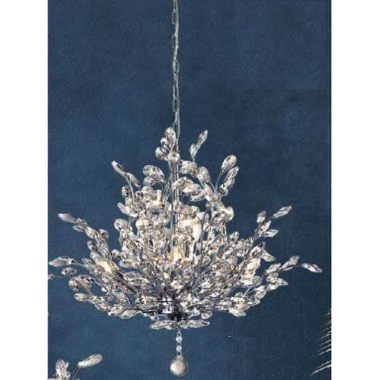 Photo of Bouquet wall hung 7 pendant light in chrome with crystal glass