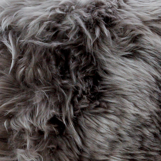 Bovril Sheepskin Stool With Black Metal Legs In Grey