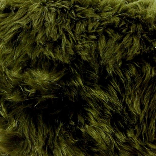 Bovril Sheepskin Stool With Black Metal Legs In Olive Green_2