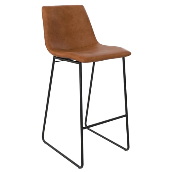 Bowdon Leather Bar Chair With Black Frame In Caramel