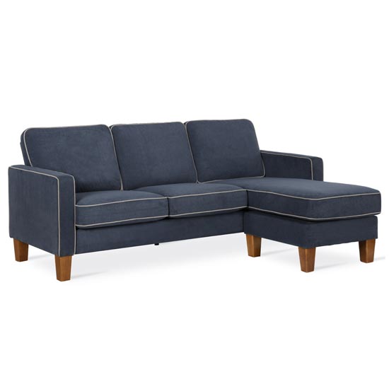 Necton Fabric Corner Sofa with Contrast Welting In Linen Blue_2