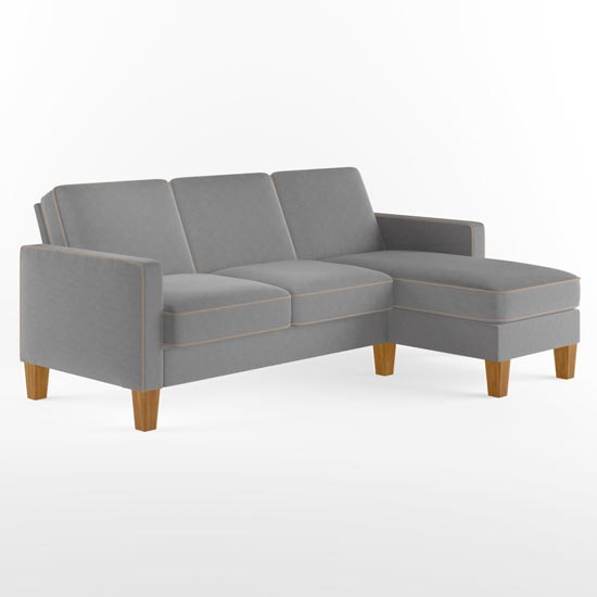 Necton Fabric Corner Sofa with Contrast Welting In Linen Grey_2