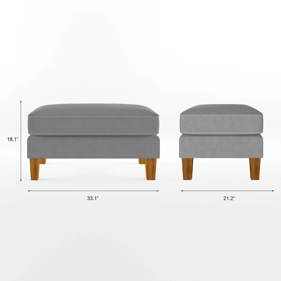 Bangor Fabric Ottoman With Light Walnut Legs In Grey