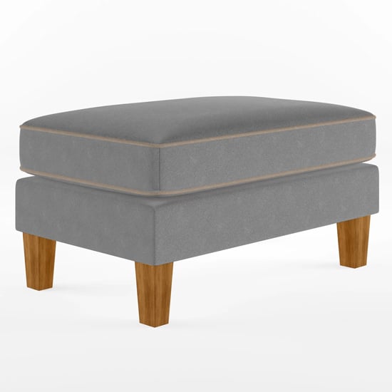 View Bowens fabric ottoman with light walnut feet in grey