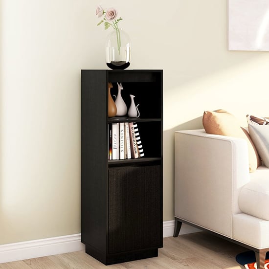 Product photograph of Bowie Pine Wood Storage Cabinet With 1 Door In Black from Furniture in Fashion