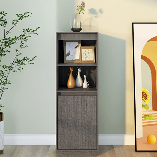 Bowie Pine Wood Storage With 1 Door In Grey Furniture in Fashion