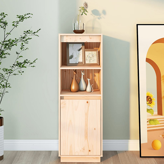 Bowie Pine Wood Storage With 1 Door In Natural Furniture in