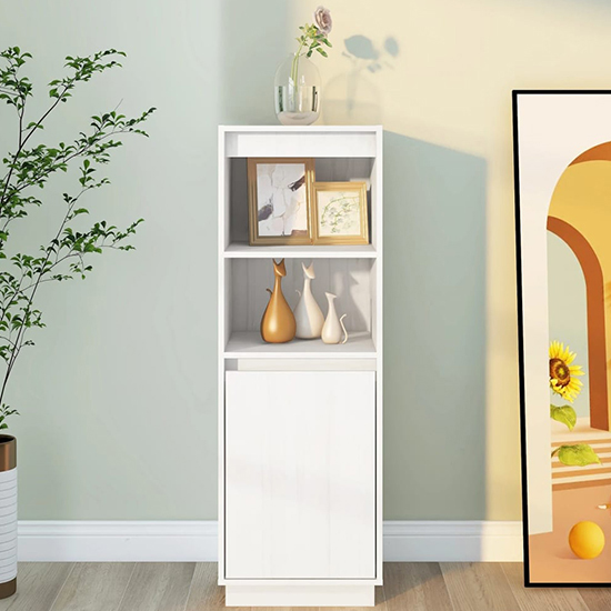 Bowie Pine Wood Storage With 1 Door In White Furniture in Fashion