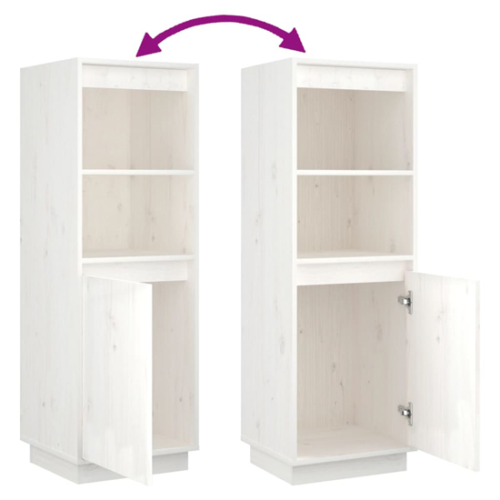 Bowie Pine Wood Storage Cabinet With 1 Door In White