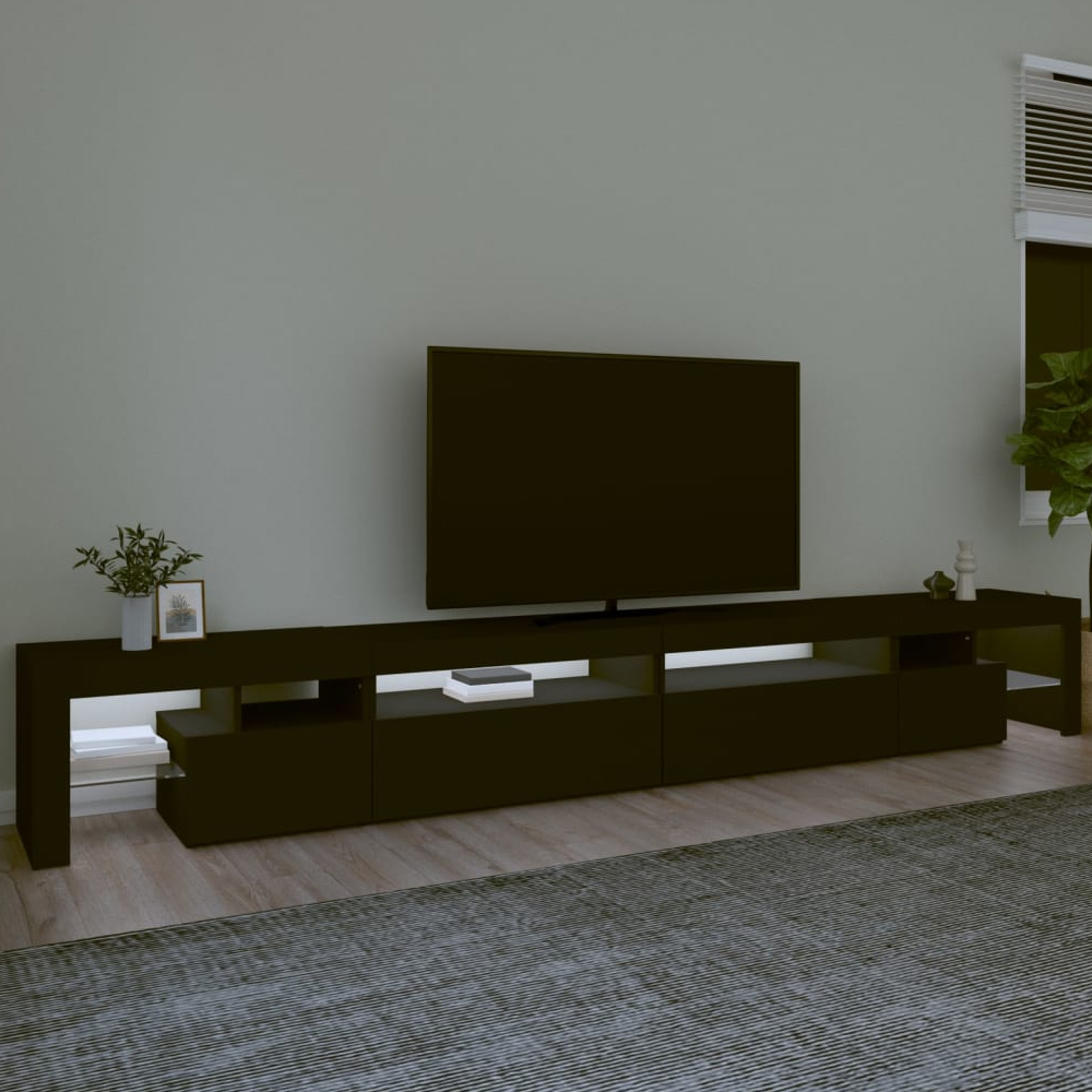 Read more about Bowie wooden tv stand in black with led lights
