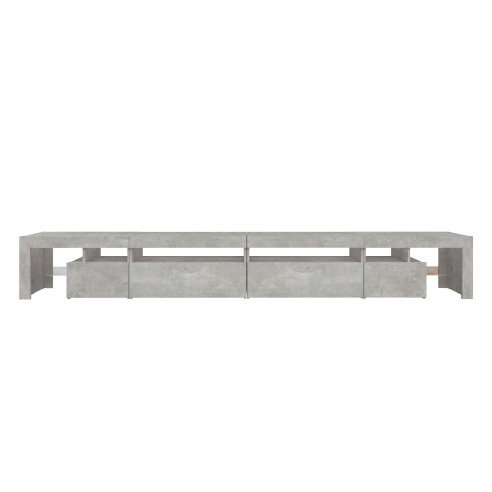 Bowie Wooden TV Stand In Concrete Grey With LED Lights