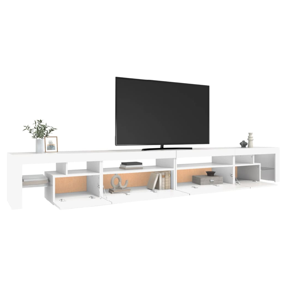 Bowie Wooden TV Stand In White With LED Lights