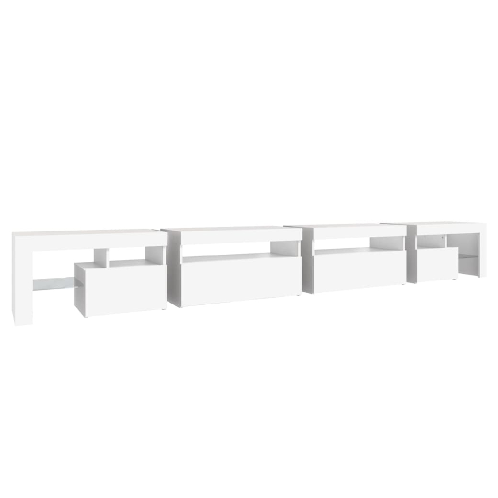 Bowie Wooden TV Stand In White With LED Lights